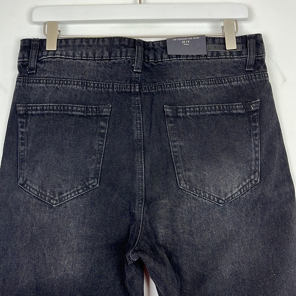 NWT Risen jeans high-waist black straight leg jeans black frayed hem - Picture 4 of 14